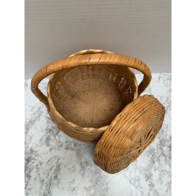 Vintage Wood Woven Storage and Decor Basket With South American Nut Tree Beads. Set of Three For Sale - Image 12 of 12