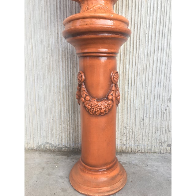 19th Century Spectacular Clay Goddess of Summer in a Matching Pedestal For Sale - Image 10 of 11
