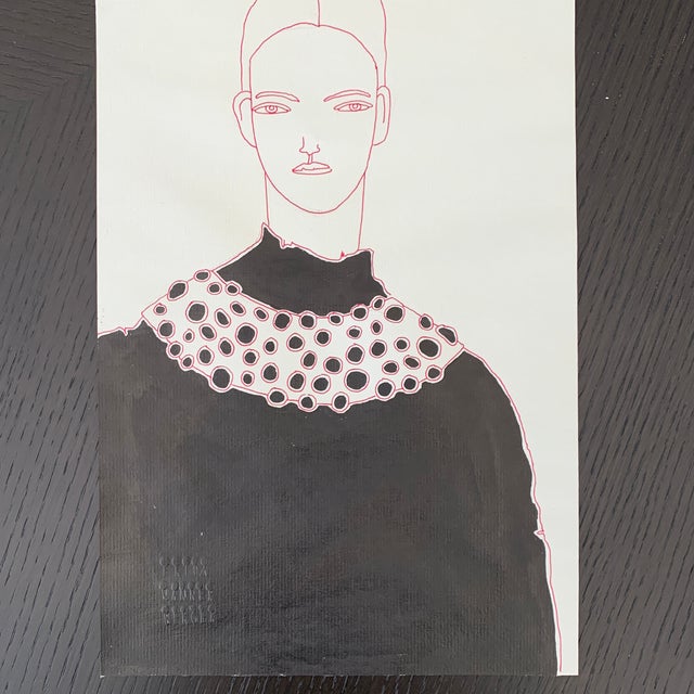 Vendel”Signed and Stamped Fashion Illustration For Sale - Image 4 of 13