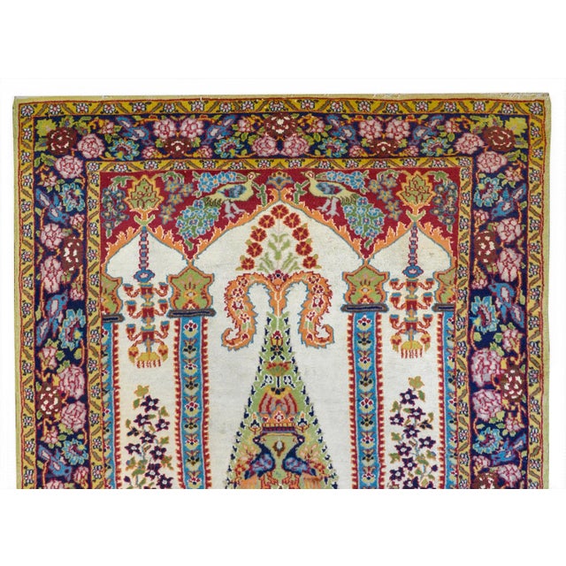 Persian Vintage Mid Century Isfahan Prayer Rug For Sale - Image 3 of 9
