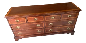 Dixie Chippendale Banded Mahogany Dresser