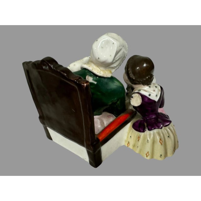 Antique Staffordshire Porcelain Figural Inkwell of a Grandmother With Children For Sale - Image 12 of 12