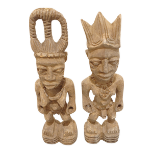 Mid 20th Century Wooden Male and Female Ibeji Twin Figures; Carved by Yoruba People of Nigeria - Set of 2