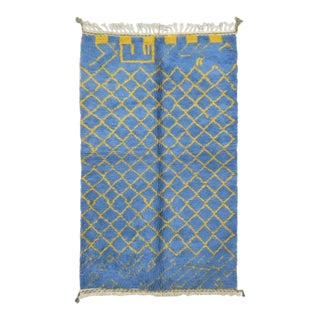 Handmade Blue Moroccan Rug - 8.1 X 4.8 Ft For Sale