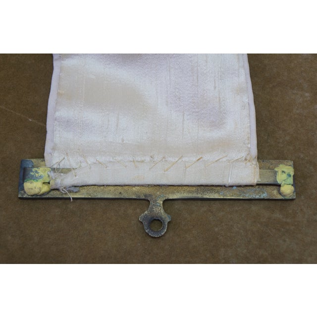 White Vintage Floral Embroidered Silk Needlepoint Bell Pull Tapestry 67" For Sale - Image 8 of 15