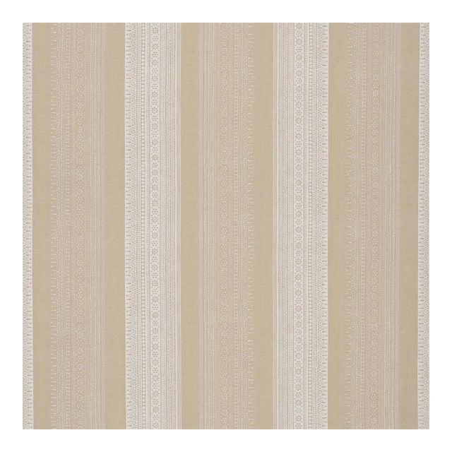 Sample - Schumacher Calista Block Print Fabric in Natural For Sale