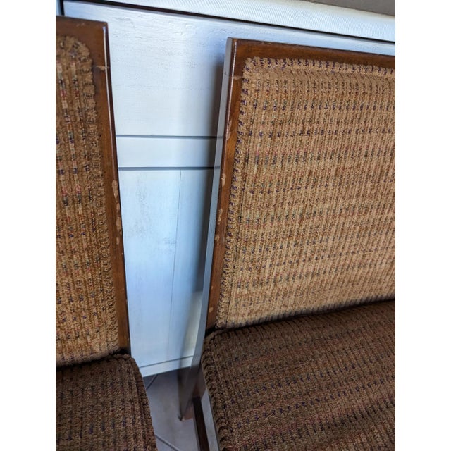 Brown 4 Mid-Century Lane Side Chairs With Multi Color Chenille For Sale - Image 8 of 11