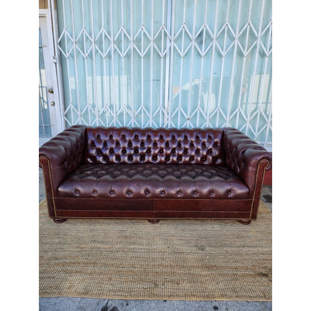 Animal Skin Vintage Chesterfield Loveseat For Sale - Image 7 of 7