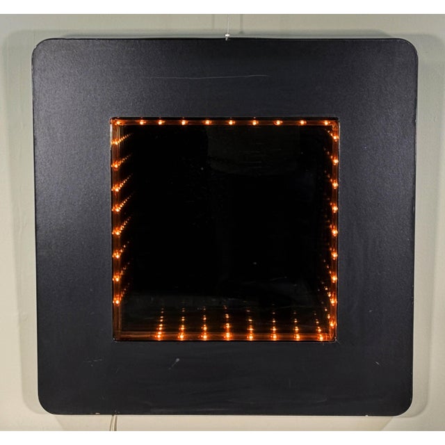 Vintage c.1970's/80's Infinity Mirror Wall Light in Matte Black For Sale - Image 9 of 12