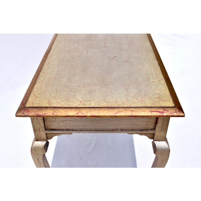 Silver Vintage Gilt Console Table Hollywood Regency Style, Antiqued Silver and Gold For Sale - Image 8 of 10