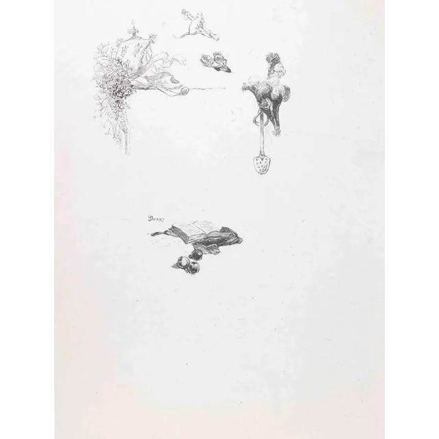 Small tales to my sister is a lithograph on paper realized by hegesippe Moreau in 1838. The artwork is in good condition....