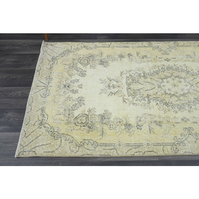 Islamic 1970s Vintage Handmade Wool Cotton Yellow Area Rug For Sale - Image 3 of 11