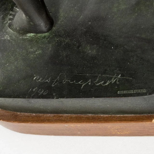 Green Bronze Figurine by Nils Fougstedt, 1940s For Sale - Image 8 of 11