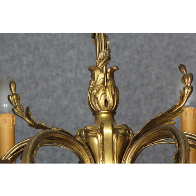 Rococo Antique Gilded Bronze Ceiling Lamp, 1900s-1930s For Sale - Image 3 of 16
