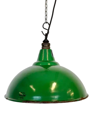 Industrial British Green Enamel Factory Pendant Lamp from Maxlume, 1960s