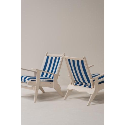 French Riviera Style Wooden Relax Chairs, Set of 2 For Sale - Image 3 of 17