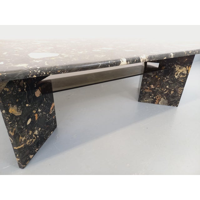 Vintage Rectangular Coffee Table in Black Marble and Smoked Glass, 1960s For Sale - Image 13 of 18