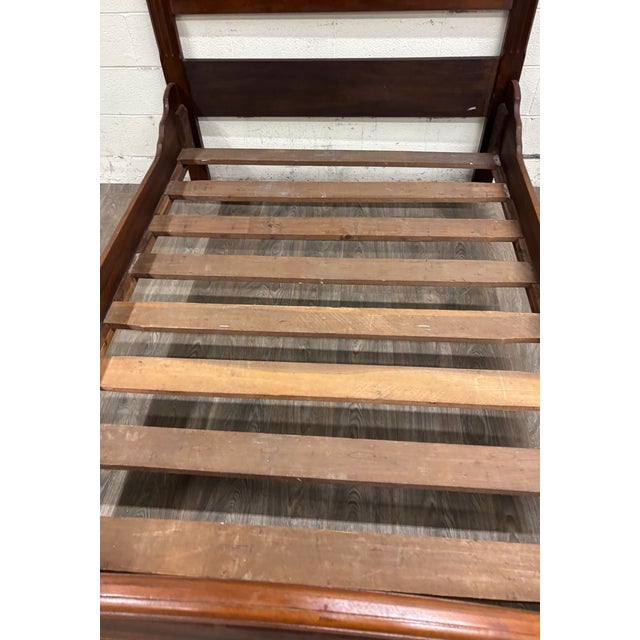 Brown Antique Full Size Victorian Eastlake Monumental High Back Carved Walnut Bed For Sale - Image 8 of 9