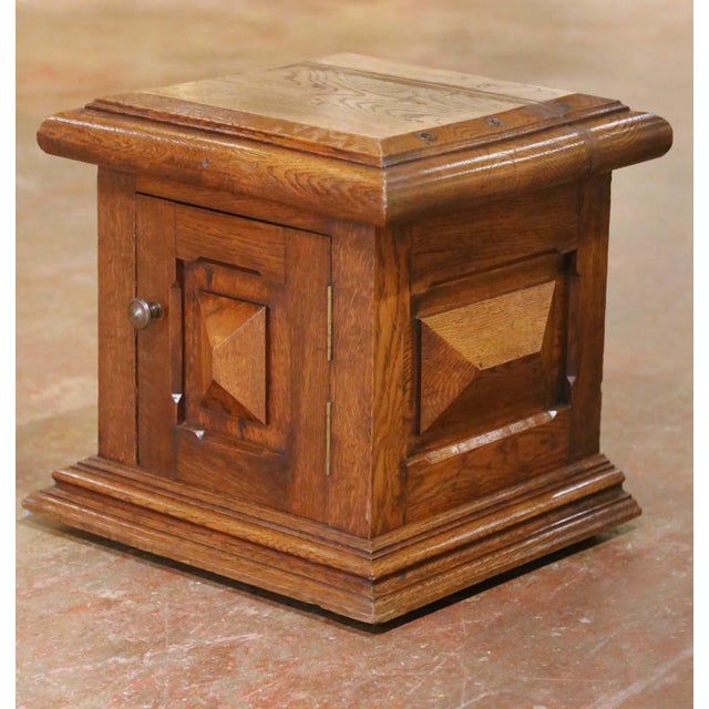 19th Century French Louis XIII Style Oak Pedestal Stand Cabinet For Sale In Dallas - Image 6 of 10