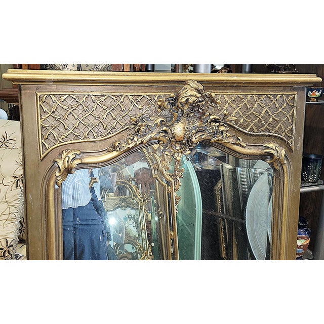 French 19c French Rococo Louis XV Style Gilt Wall Mirror For Sale - Image 3 of 8