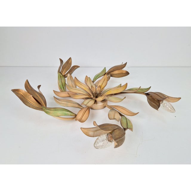 Vintage Flowers Metal Ceiling Lamp ,France, 1960s For Sale - Image 6 of 9