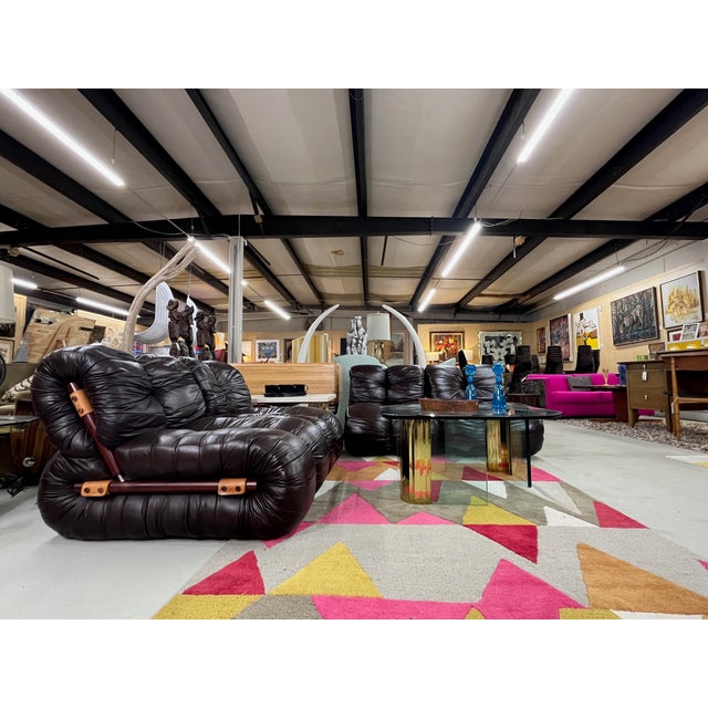 Transparent Modern Pace Collection Glass and Scalloped Brass Navette Oval Coffee Table For Sale - Image 8 of 12