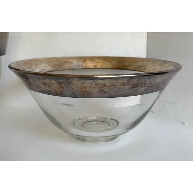 Metal 1950's Dorothy Thorpe Silver Band Glass Serving Set - Set of 5 For Sale - Image 7 of 8