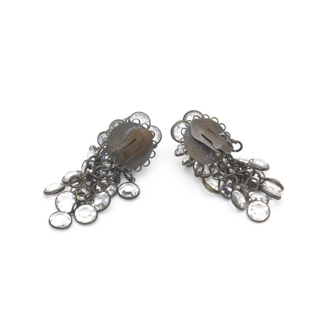 Vintage Sorrelli Swarovski Crystal Dangle Clip on Earrings, 1980's, Signed, Pair For Sale In Miami - Image 6 of 7