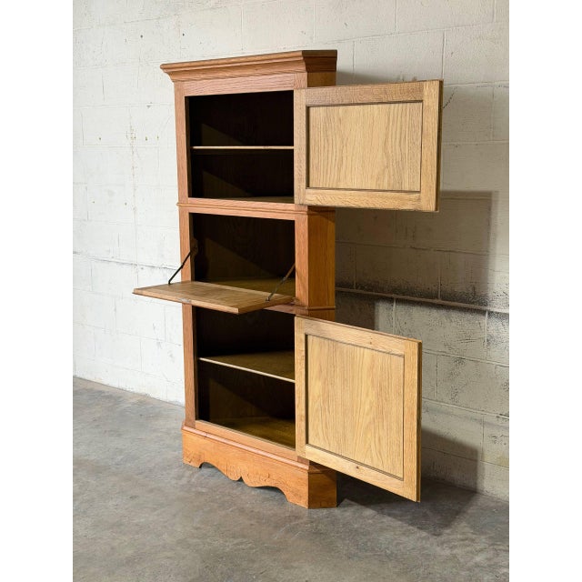 In Style of Henning Kjærnulf Oak Corner Storage Cabinet With 3 Paneled Doors Danish Mid-Century Modern 1970s For Sale In Los Angeles - Image 6 of 10
