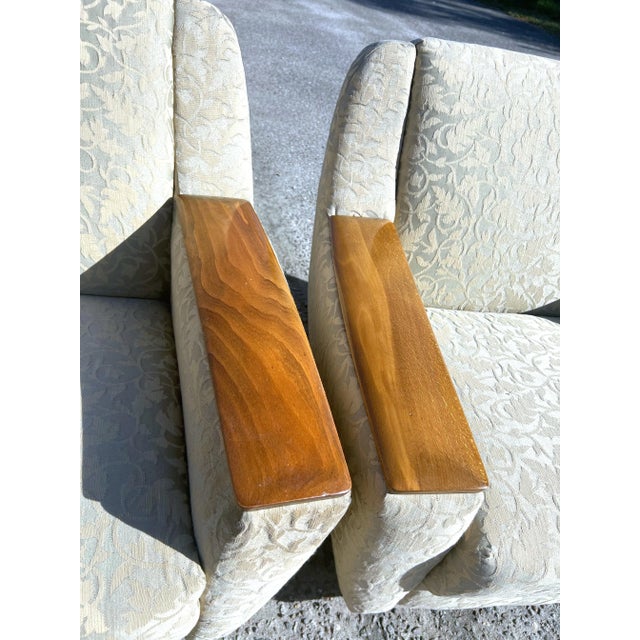 1950’s Swedish Modern Club Chairs With Wood Armrests on Castors - a Pair For Sale In Charleston - Image 6 of 12