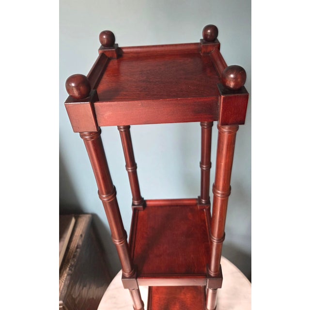 3 Tiered Faux Bamboo Stand Pedestal - 2 Available For Sale In Indianapolis - Image 6 of 14