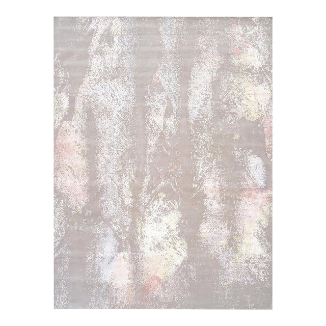 Pasargad Home Modern Taupe Silk & Wool Area Rug- 9' 0'' X 12' 2'' For Sale