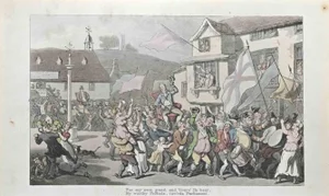 Thomas Rowlandson, For my Own Good and Yours' I'm Bent, Etching, 1817