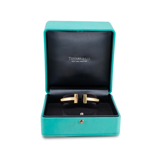 Metal Tiffany & Co. Iconic Tiffany T Square 18k Yellow Gold Cuff Bangle Bracelet For Sale - Image 7 of 8