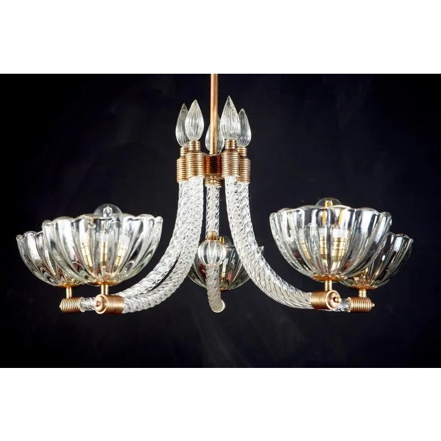 Glass Italian Art Deco Chandelier from Barovier & Toso, 1940s For Sale - Image 7 of 15