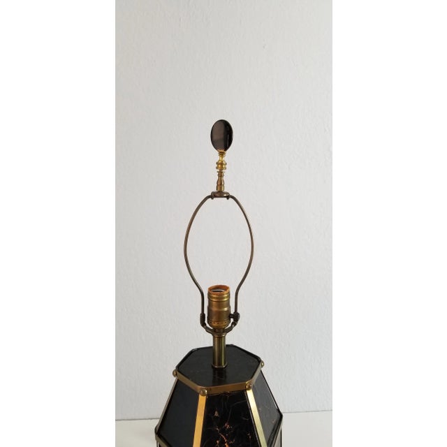 Hollywood Regency Vintage Hollywood Regency Brass and Leather Table Lamp/ Sold For Sale - Image 3 of 9