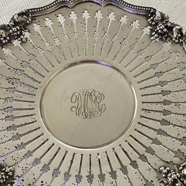 Antique Silver-Plated Pierced Handled Tray Victorian Era For Sale - Image 4 of 16