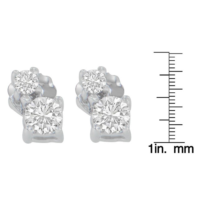 14K White Gold 1/2 cttw Round Cut Diamond Earrings (H-I, SI2-I1) For Sale - Image 4 of 4