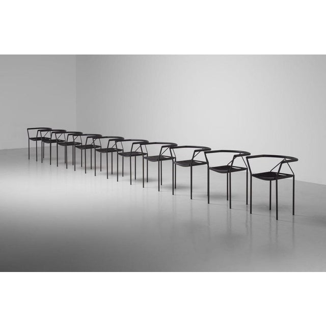 Metal Armchairs by Maurizio Peregalli for Zeus, Italy, 1984, Set of 10 For Sale - Image 7 of 18