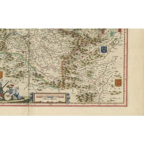 Blaeu Map of Navarre Navarre Regnum, 1642 For Sale - Image 4 of 9