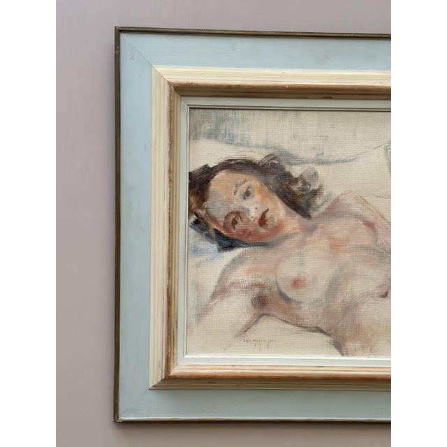 Erik Magnusson, Reclining Nude Woman, 1960s, Oil on Canvas, Framed For Sale - Image 5 of 17