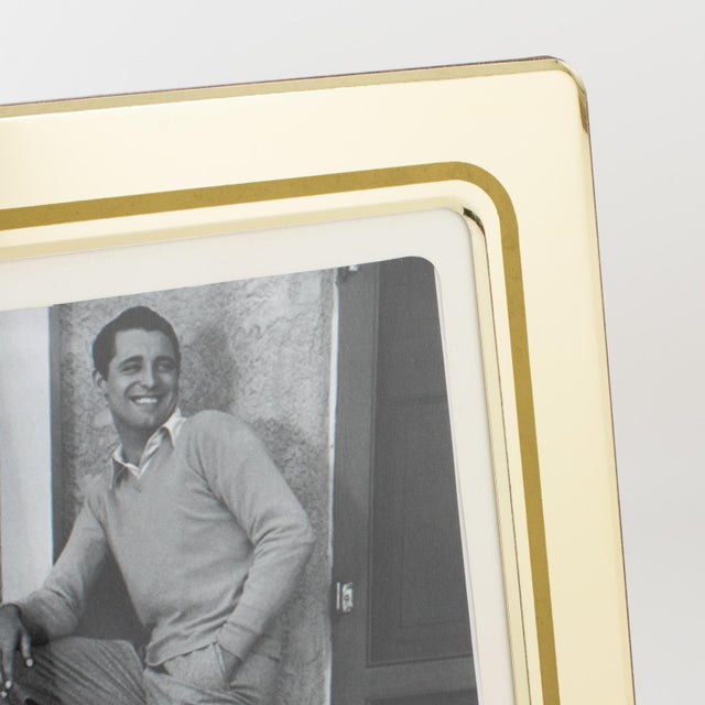 Metal Umberto Mascagni Shiny Gilt Aluminum Picture Frame, Italy 1970s For Sale - Image 7 of 8