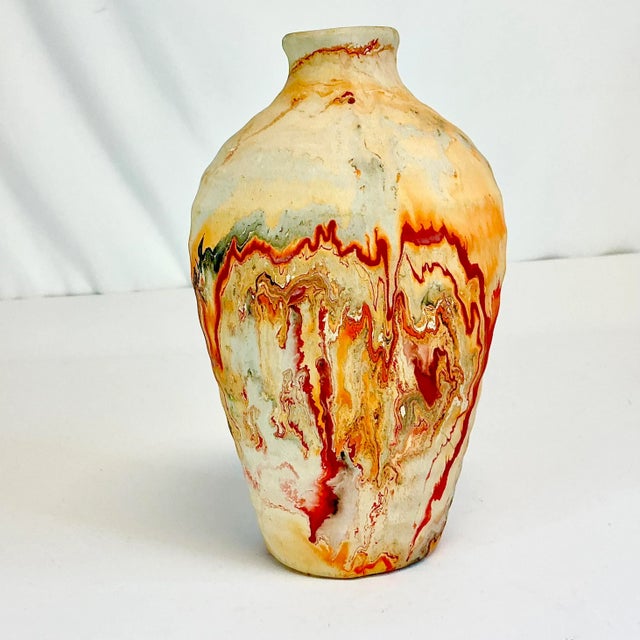 Mustard 1970s Vintage Americana Southwestern Boho Chic Nemadji Studio Pottery Vase For Sale - Image 8 of 11