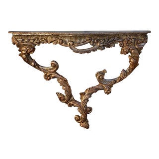 Italian Carved Gilt Wood Wall Mount Console Table For Sale
