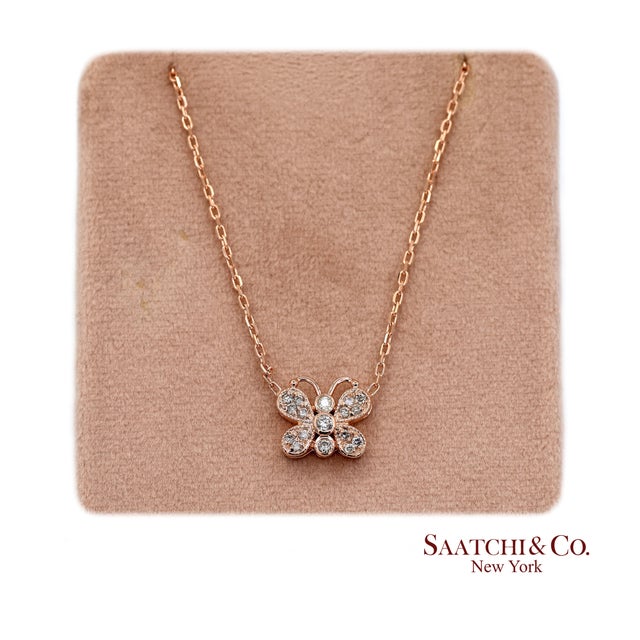 Butterfly Natural Diamond Pendant Necklace Metal Type: 14k Rose Gold Total Item Weight: 4.0 Grams Total Necklace Length:...