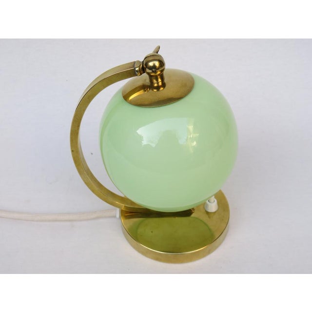 1920s Art Deco Bedside Lamp in Brass with Green Cased Glass Shade, 1920s For Sale - Image 5 of 15