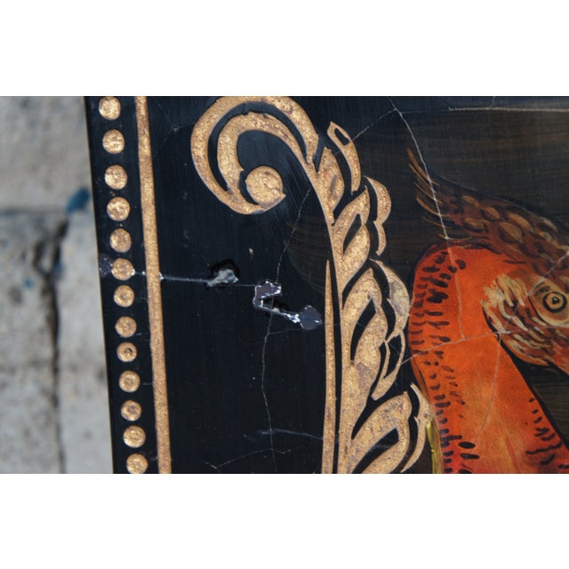 Late 20th Century Maitland Smith Hand Painted Monkey Landscape Crackled Coromandel Wall Panel - Set of 2 For Sale - Image 9 of 16