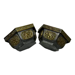 Early 20th Century Traditional Chinese Hong Kong Goodluck Garden Bat Planters - Set of 2