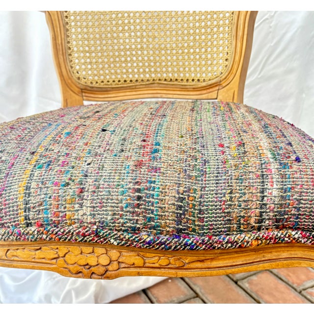 Late 20th Century French Provincial Louis XV Style Cane Back Arm Chair For Sale - Image 9 of 12