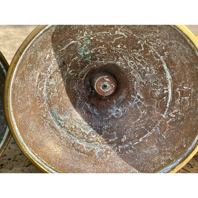 Two Pr Brass Bell Metal 19th C Georgian Candlesticks Holders 10 3/4" Beehive 12" For Sale - Image 11 of 11